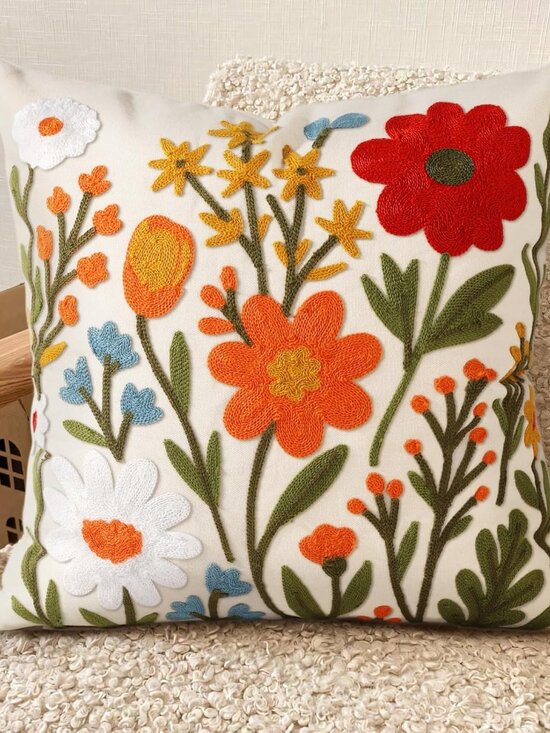 Other - Embroidered Throw Pillow Cove Spring Summer Boho Decorative Pillow Cover
